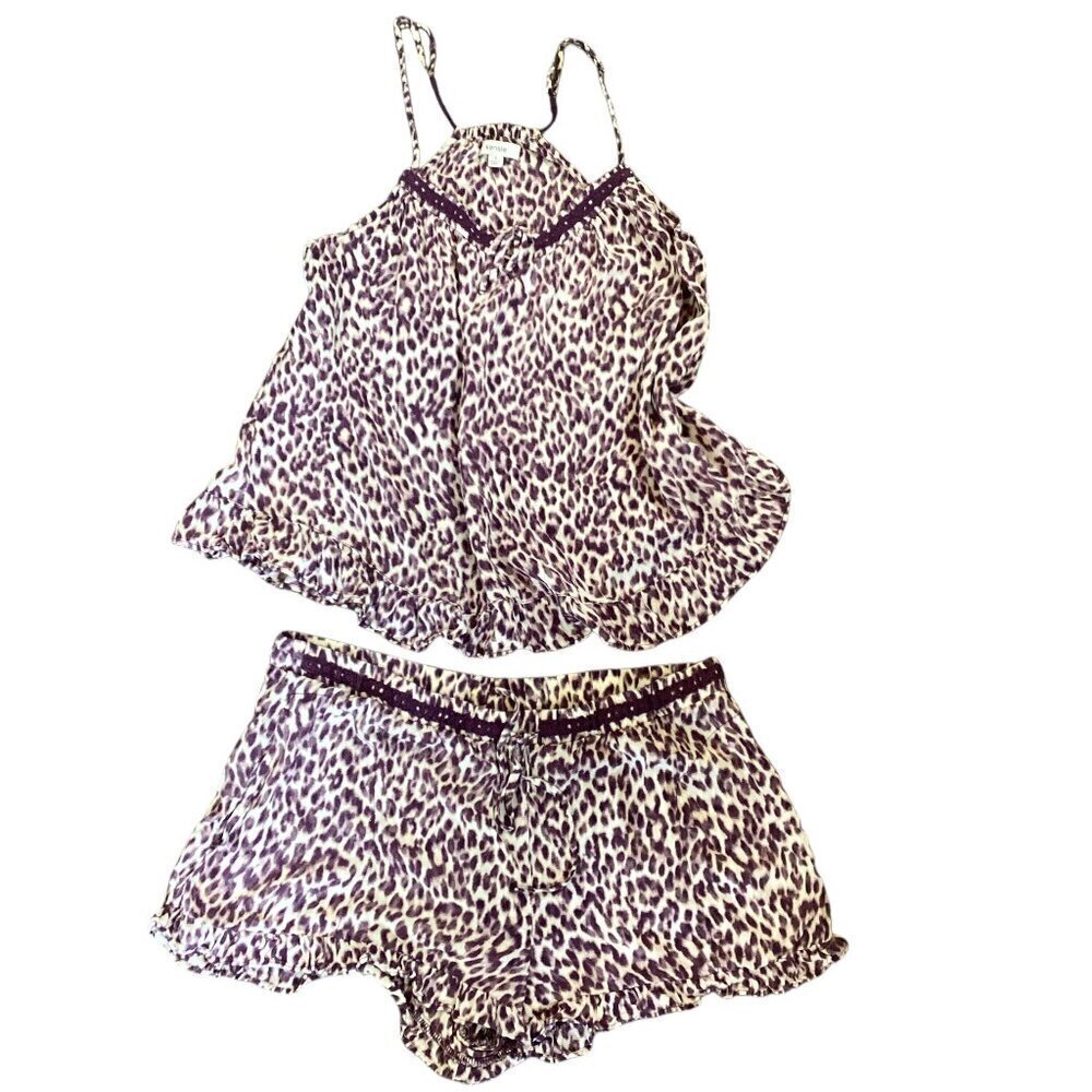 Kensie 2-Piece‎ Lingerie Pajama Shorts Set Leopard/Cheetah Print Sz S #313J